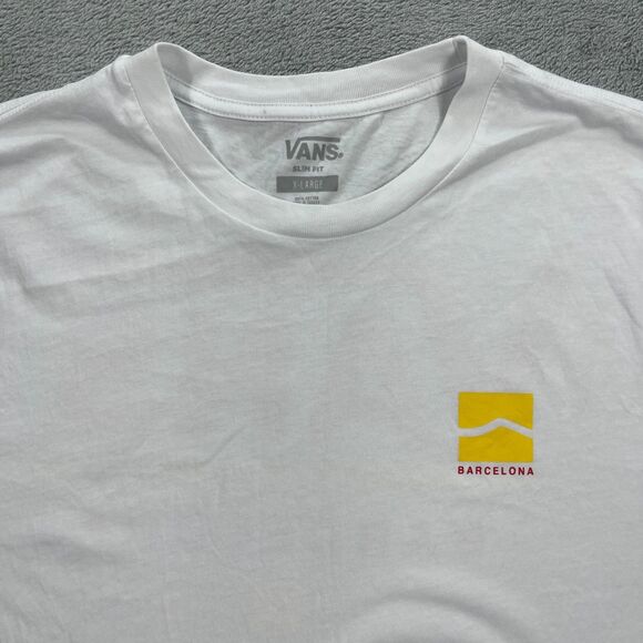Vans Off The Wall T Shirt Mens XL White Cotton Slim Fit Graphic Barcelona 1966 - Picture 3 of 10